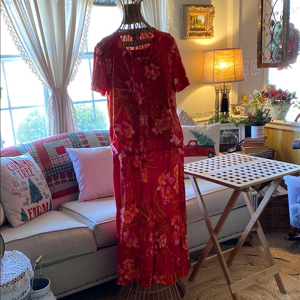 Floral Red Dress